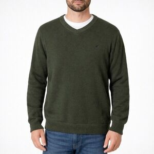 American Eagle Outfitters Mens XXL Dark Green V-Neck Sweater Pullover Casual